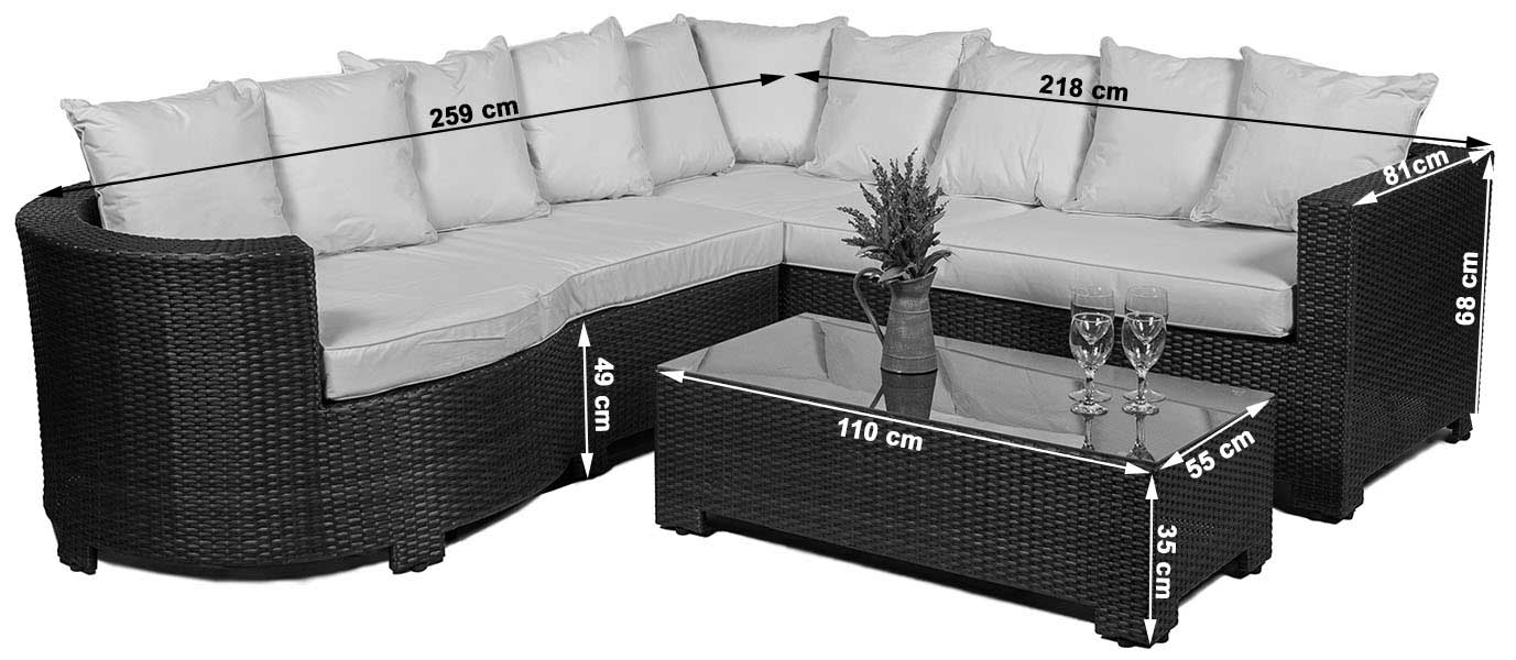 Marbella Rattan Corner Sofa Set Outdoor Garden Furniture with Coffee