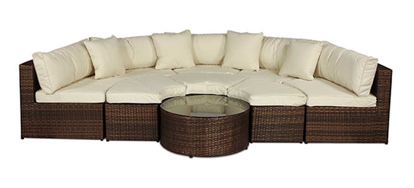 Monaco Round Sofa Set Outdoor Rattan Garden Furniture With Coffee